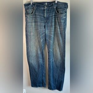 7 For All Mankind Austyn Men's Jeans Size 38X34 Straight Relaxed Made In USA EUC